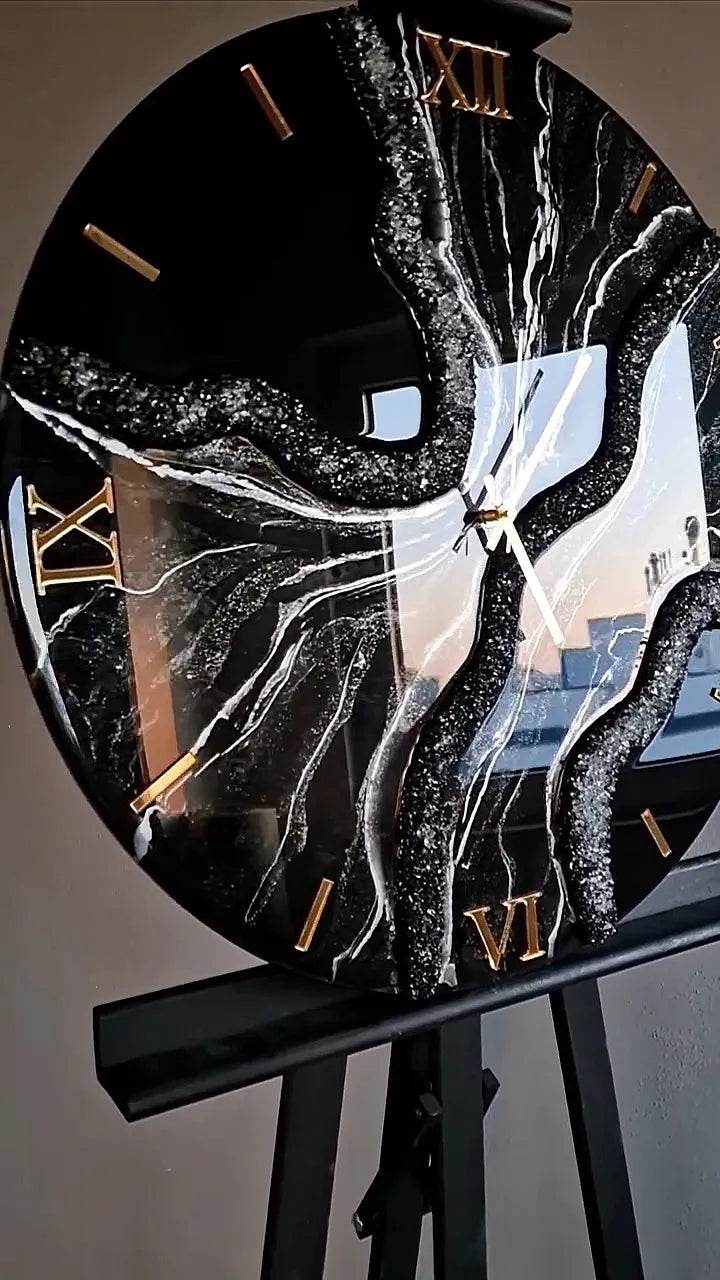 Crimson Galaxy Arabic Resin Wall Clock - Pacific Resin Art