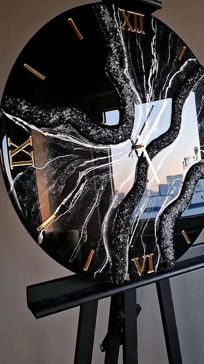 Crimson Galaxy Arabic Resin Wall Clock - Pacific Resin Art