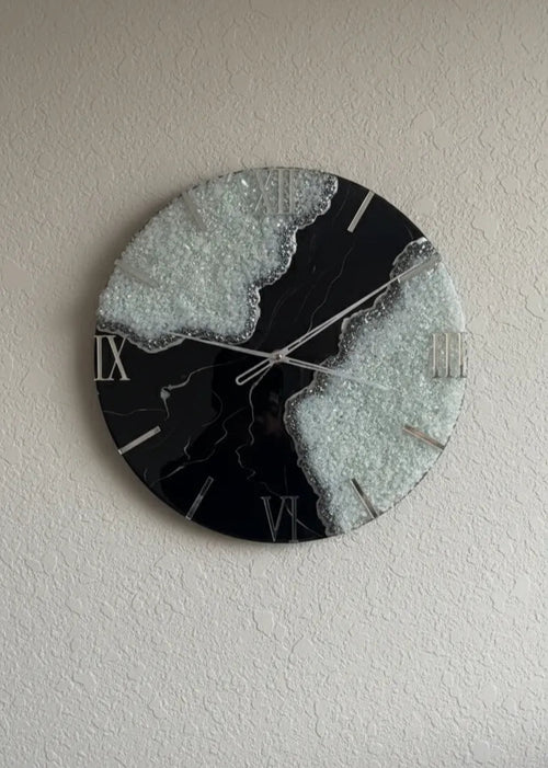 Crystal Dawn Elegant Resin Wall Clock - Pacific Resin Art