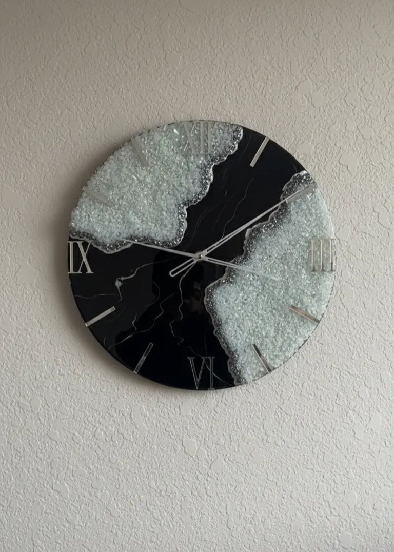 Crystal Dawn Elegant Resin Wall Clock - Pacific Resin Art