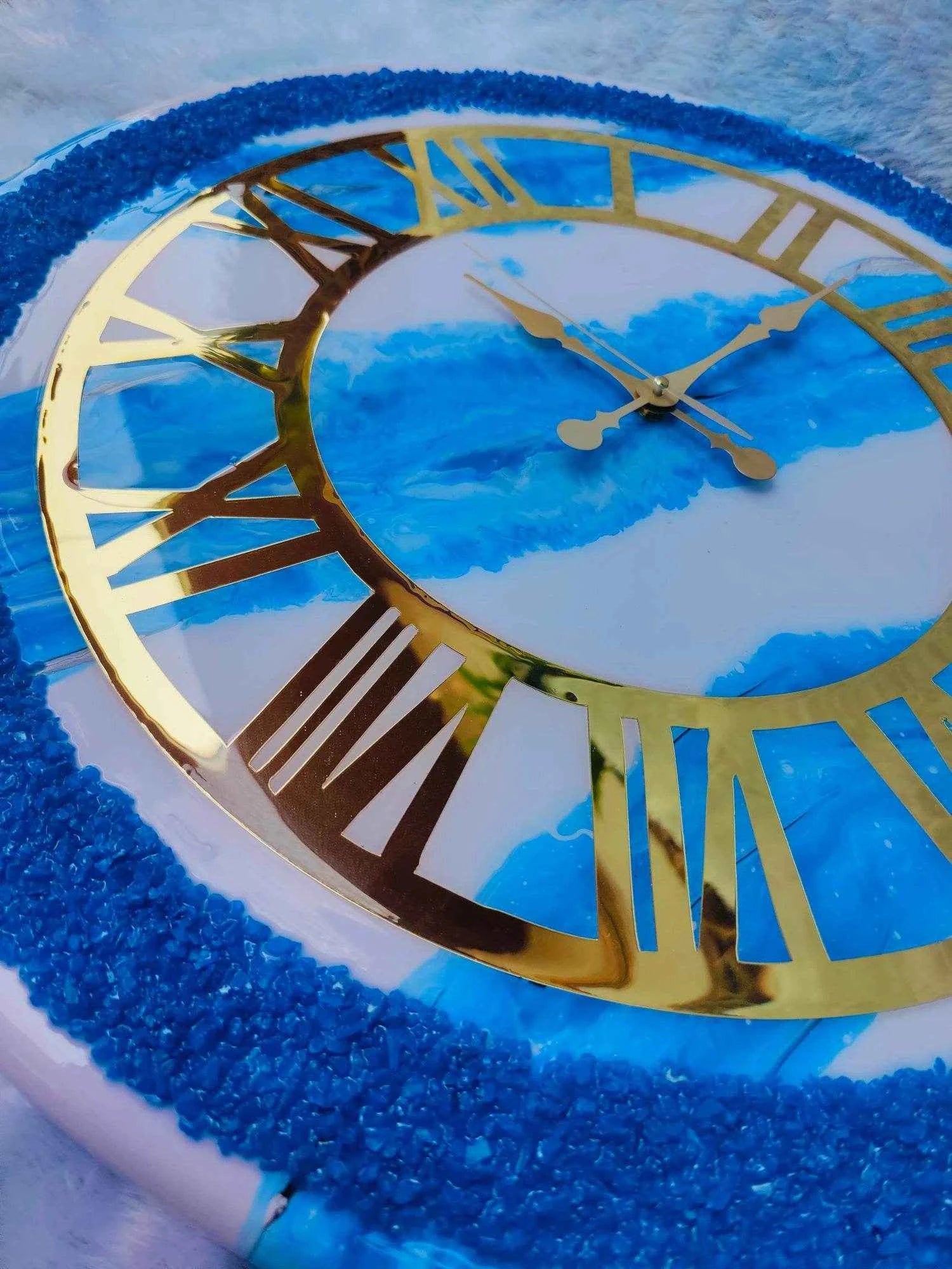 Blue Ring Resin Art Wall Clock | Modern Resin Art Wall Clock - Pacific Resin Art