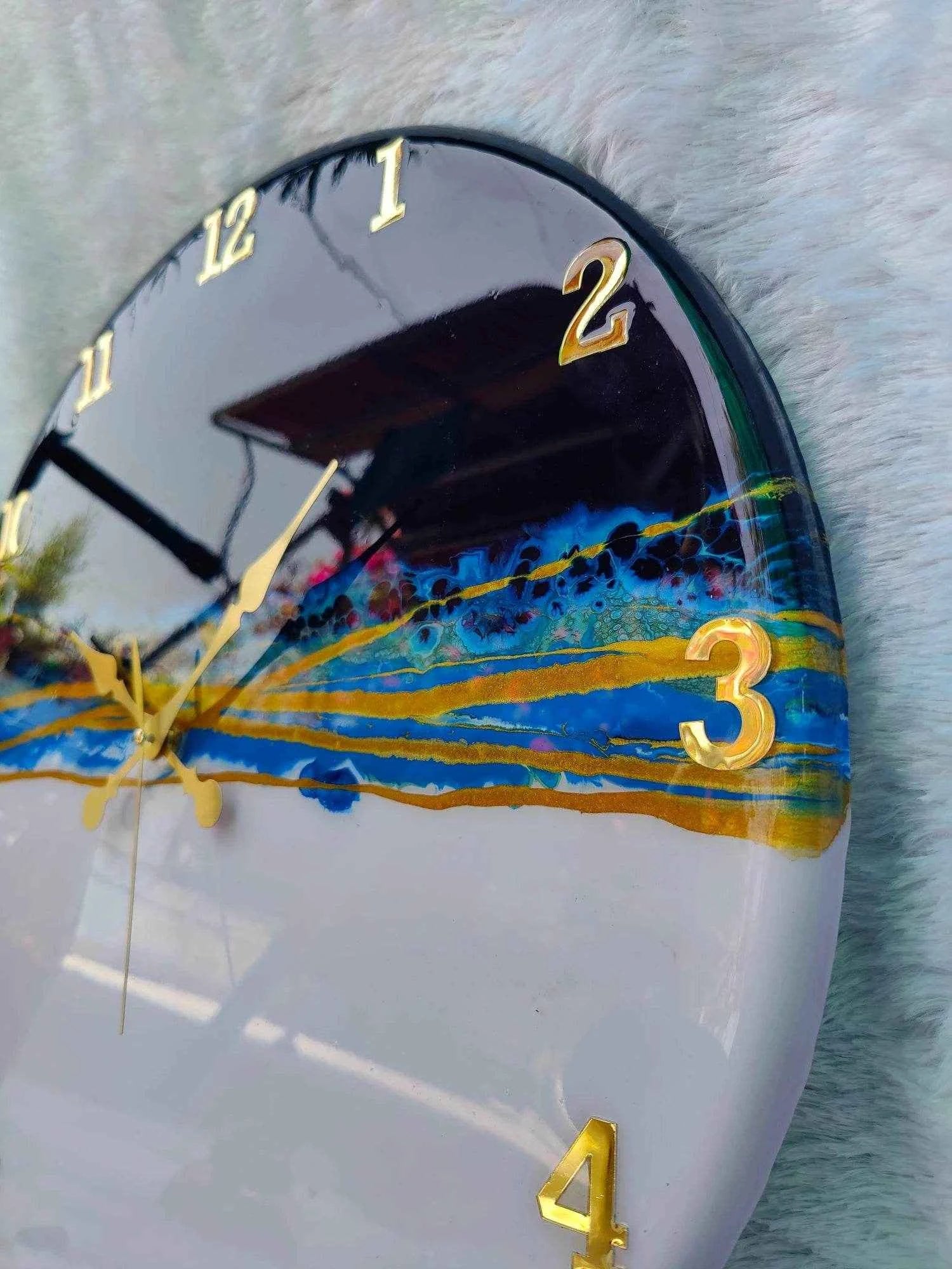 Tickling Thunder Numeric Resin wall clock | Luxury Epoxy Art Wall Clocks - Pacific Resin Art