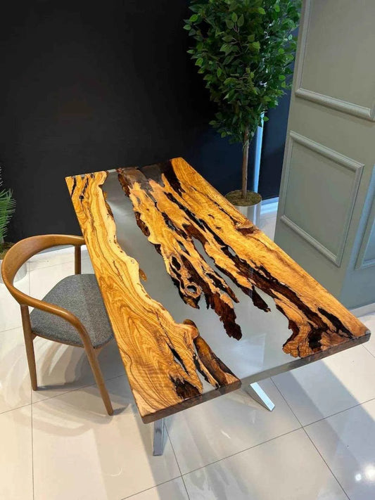 Emerald Flying Wooden Resin Dining Table with legs - Pacific Resin Art
