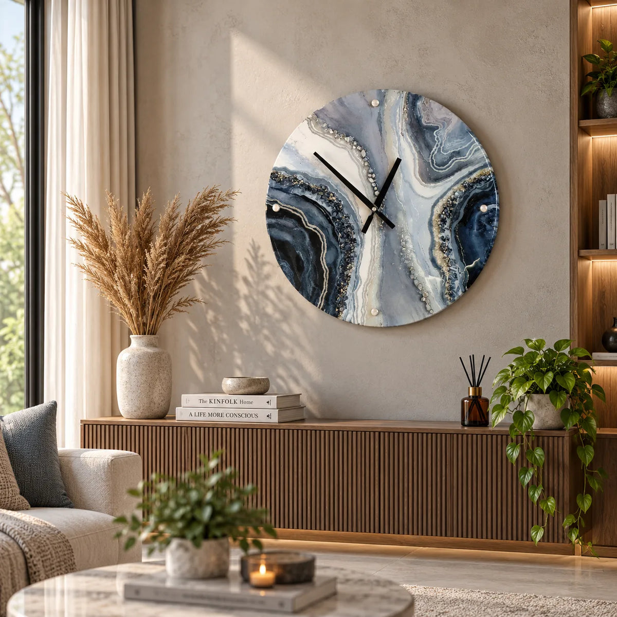 Grey Stone Resin Wall Clock | Unique Home Decor