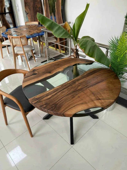 Amethyst Glow Wooden Resin Coffee table with legs - Pacific Resin Art