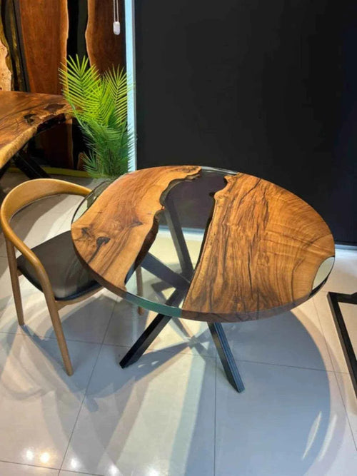 Amethyst Glow Wooden Resin Coffee table with legs - Pacific Resin Art