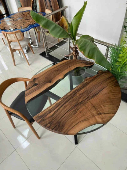 Amethyst Glow Wooden Resin Coffee table with legs - Pacific Resin Art