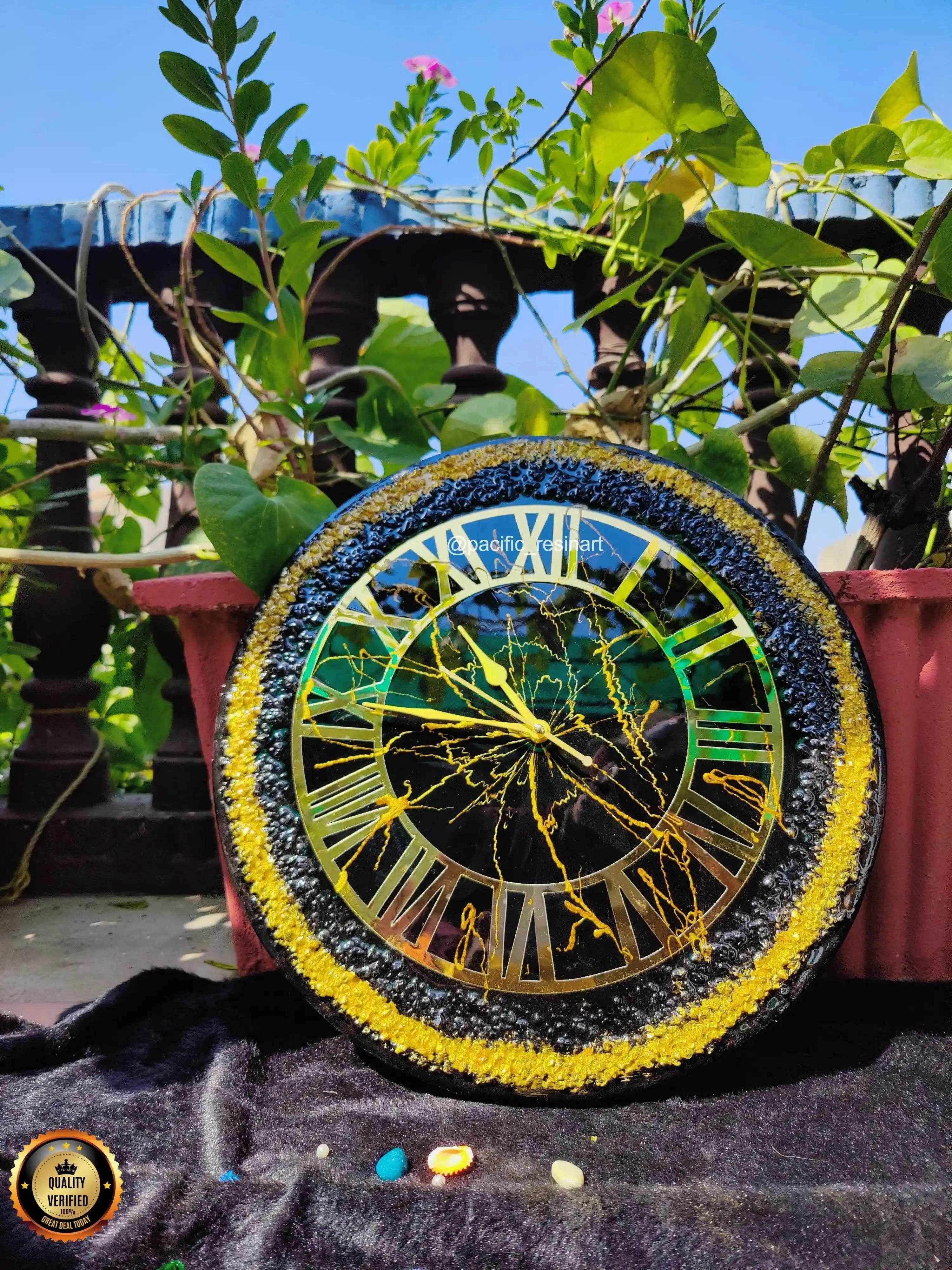 Tintblack Thunder Resin Wall Clock - Premium Art for Home Decor - Pacific Resin Art