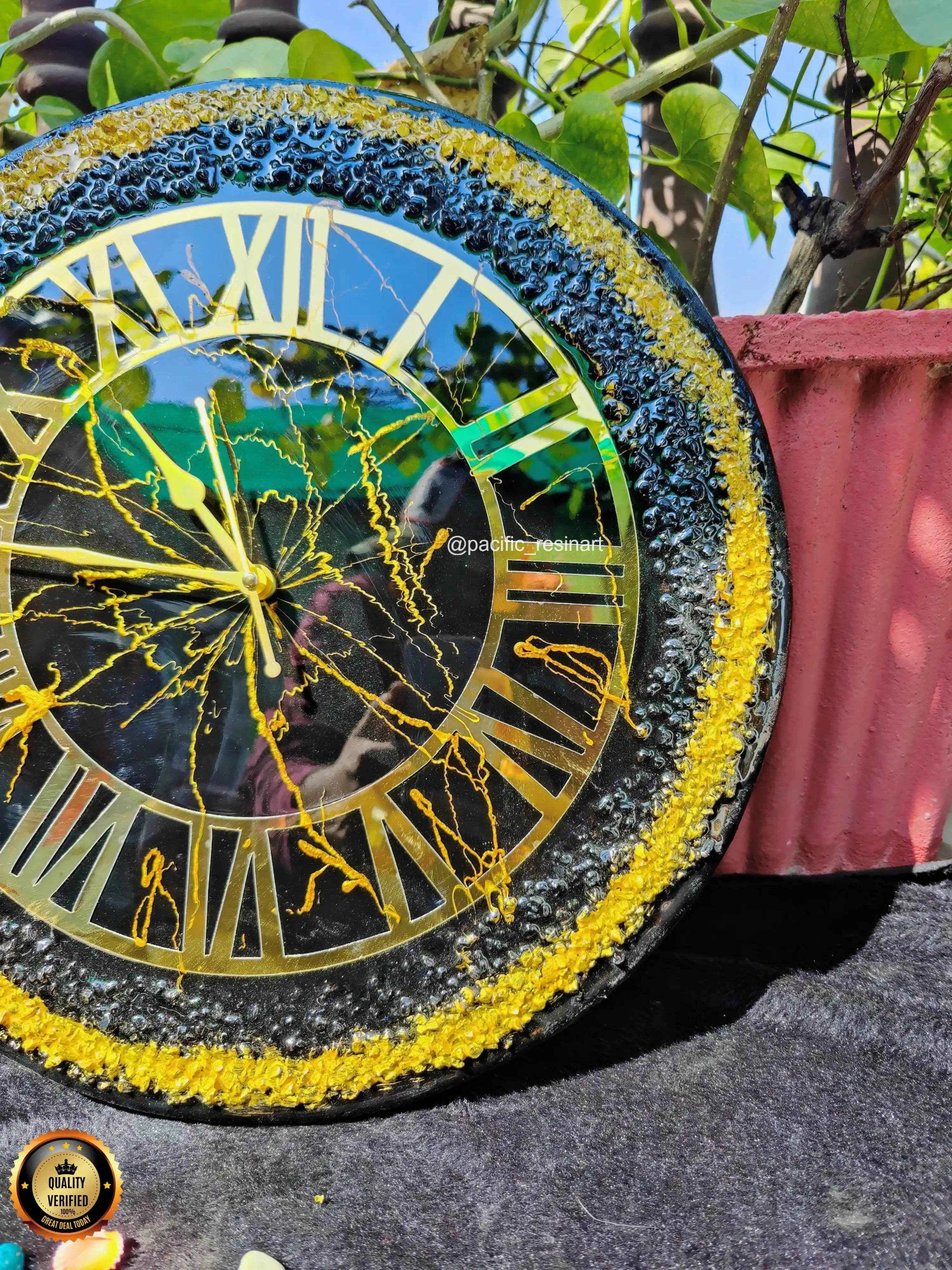 Tintblack Thunder Resin Wall Clock - Premium Art for Home Decor - Pacific Resin Art