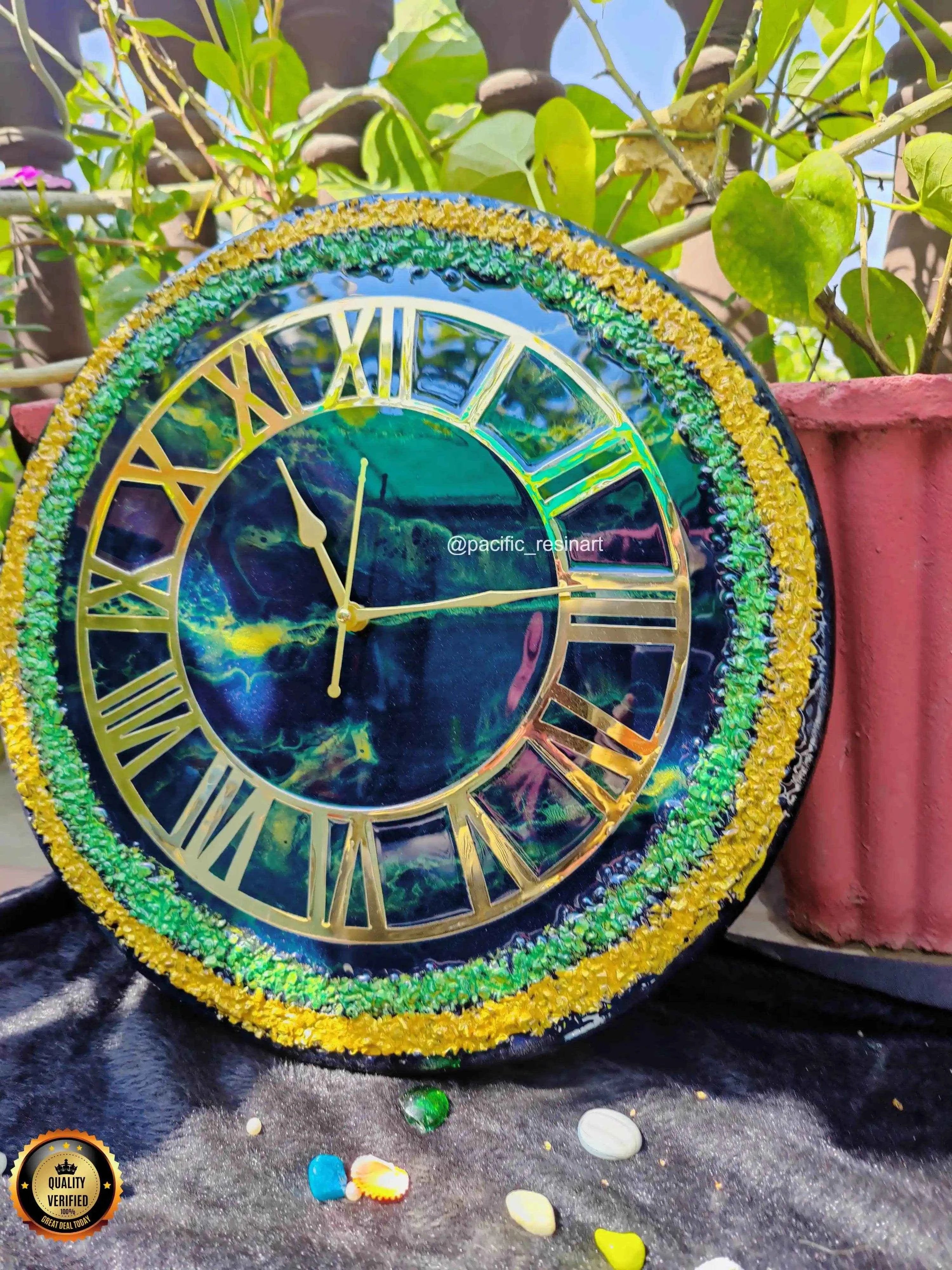 Stony Blue Resin wall clock | Premium Epoxy Wall Clocks - Pacific Resin Art