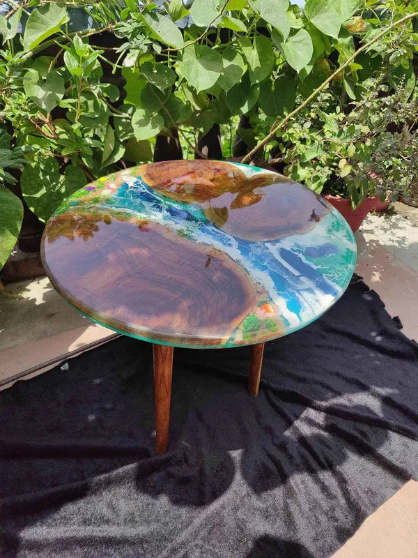 Oceanic Serenity Epoxy Resin Coffee Table | Premium Center Coffee Table - Pacific Resin Art