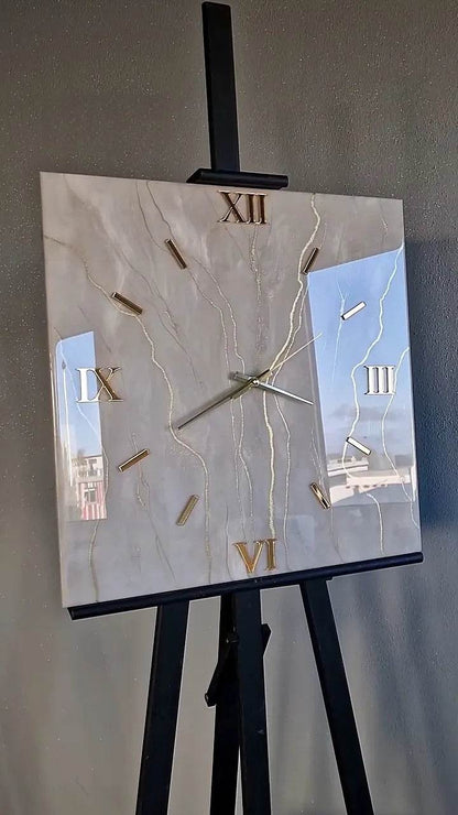Golden Sands Squared Resin Wall Clock - Pacific Resin Art