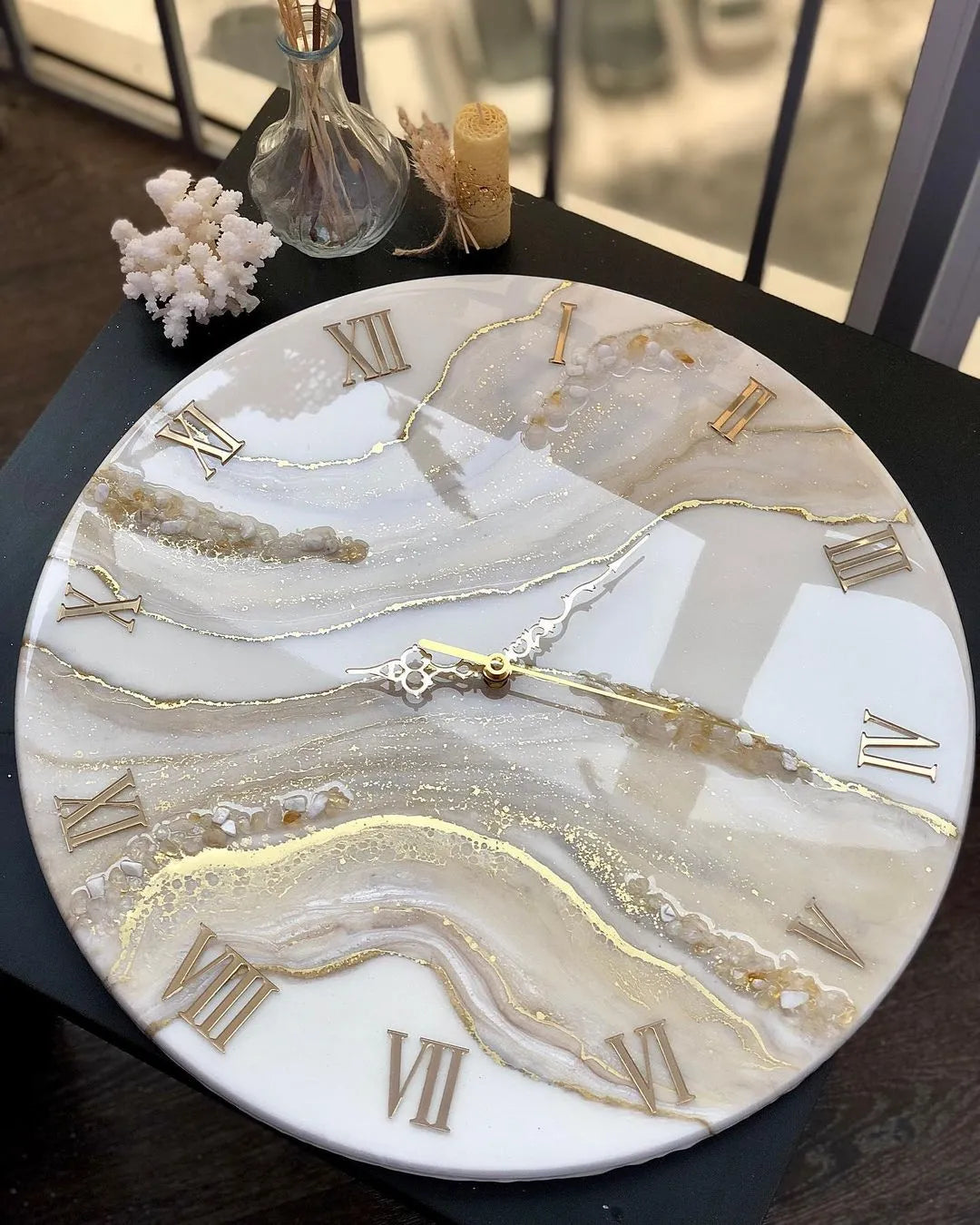 Shimmer Veil Premium Resin Wall Clock - Pacific Resin Art
