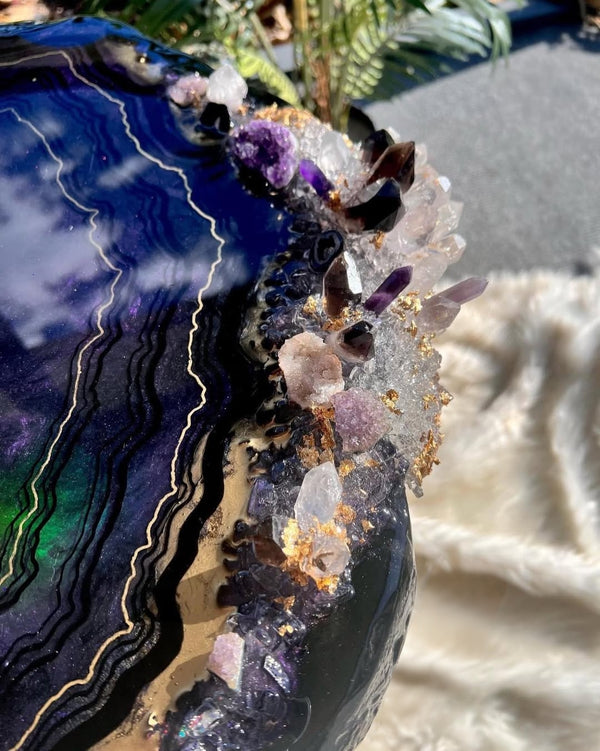 Golden Mirage Luxury Resin Coffee Table with legs