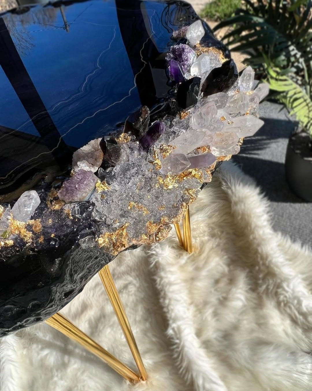 Golden Mirage Luxury Resin Coffee Table with legs - Pacific Resin Art