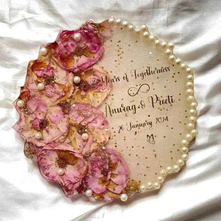 Pink Rose Pure Resin Varmala Preservations | Resin Flower Keepsake - Pacific Resin Art