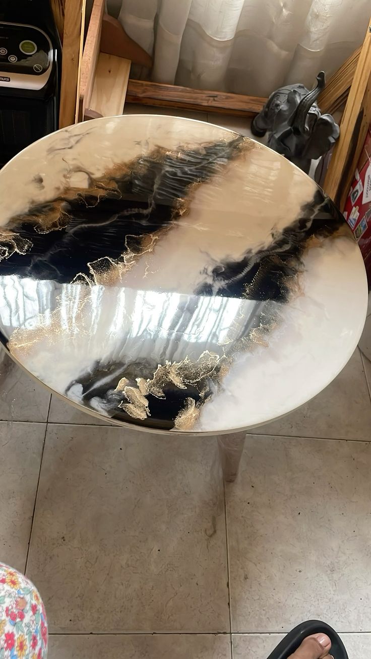 Sapphire Wave Resin Coffee Table with Legs - Pacific Resin Art