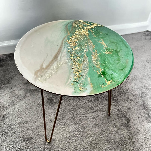Opal Mist Resin Coffee Table with legs