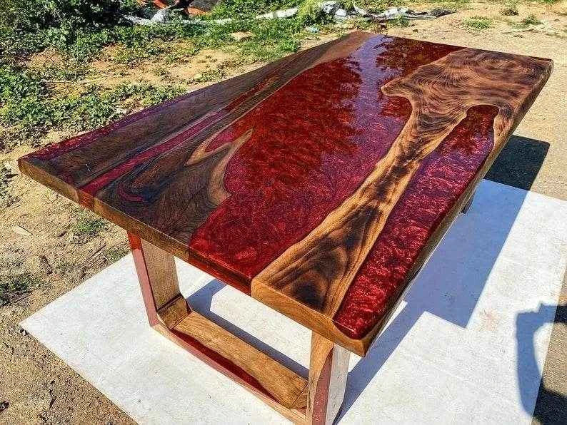 Maroon Vine wooden resin Dining table | Luxury Dining Table for Home Decor with legs - Pacific Resin Art