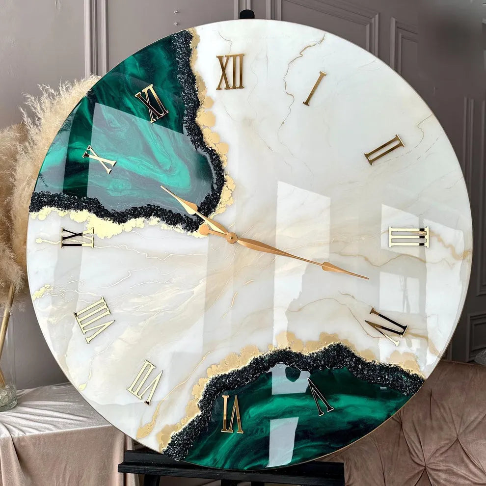 Tranquil Glow Modern Resin Wall Clock - Pacific Resin Art