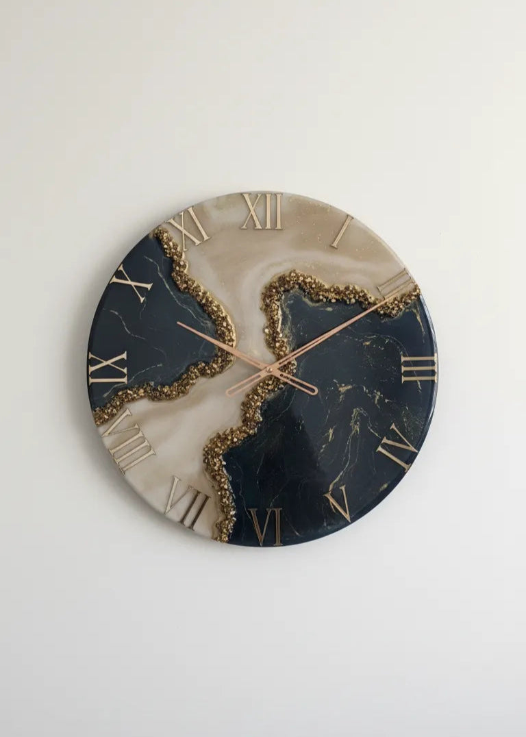 Tranquil Wave Elegant Resin Wall Clock - Pacific Resin Art