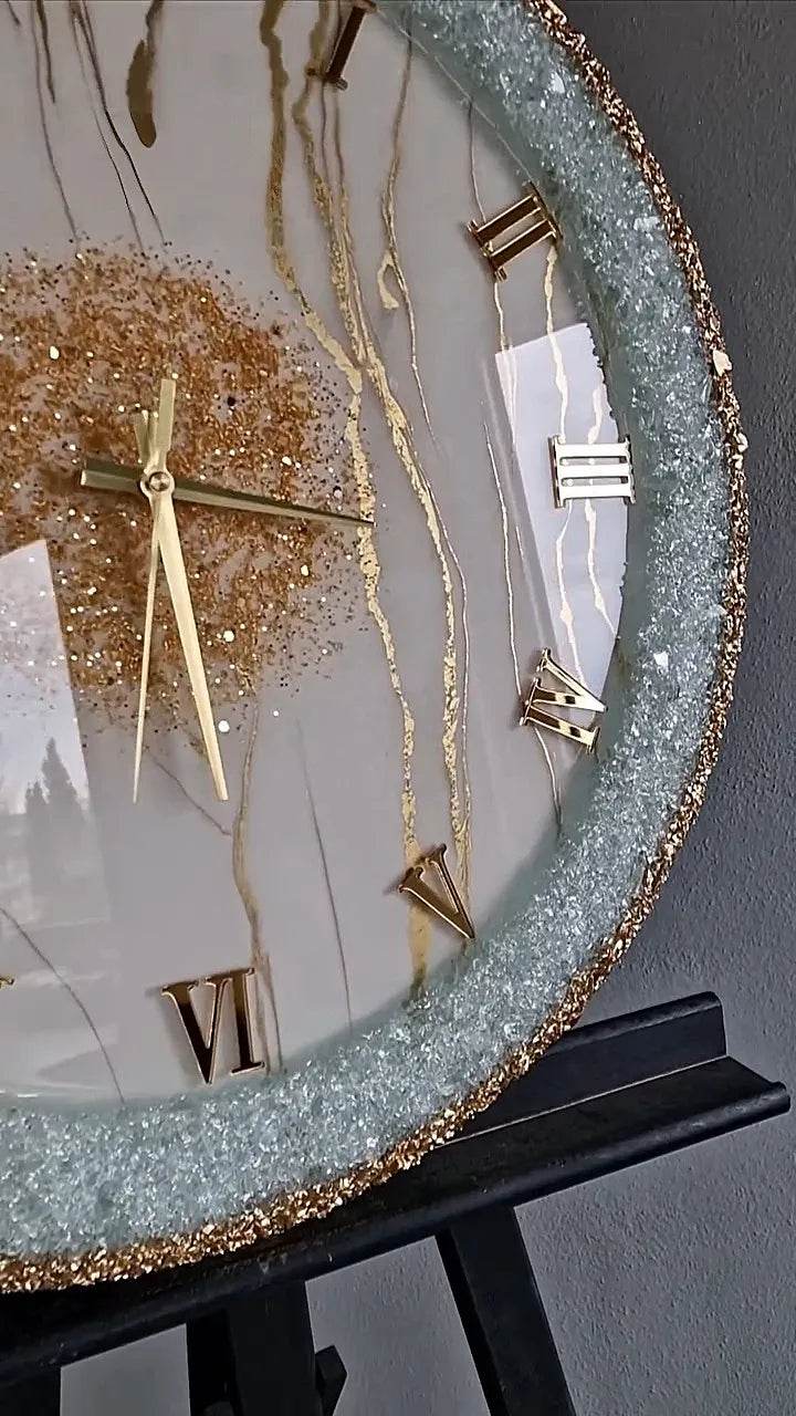 Green Stone Borders Resin Wall Clock - Pacific Resin Art