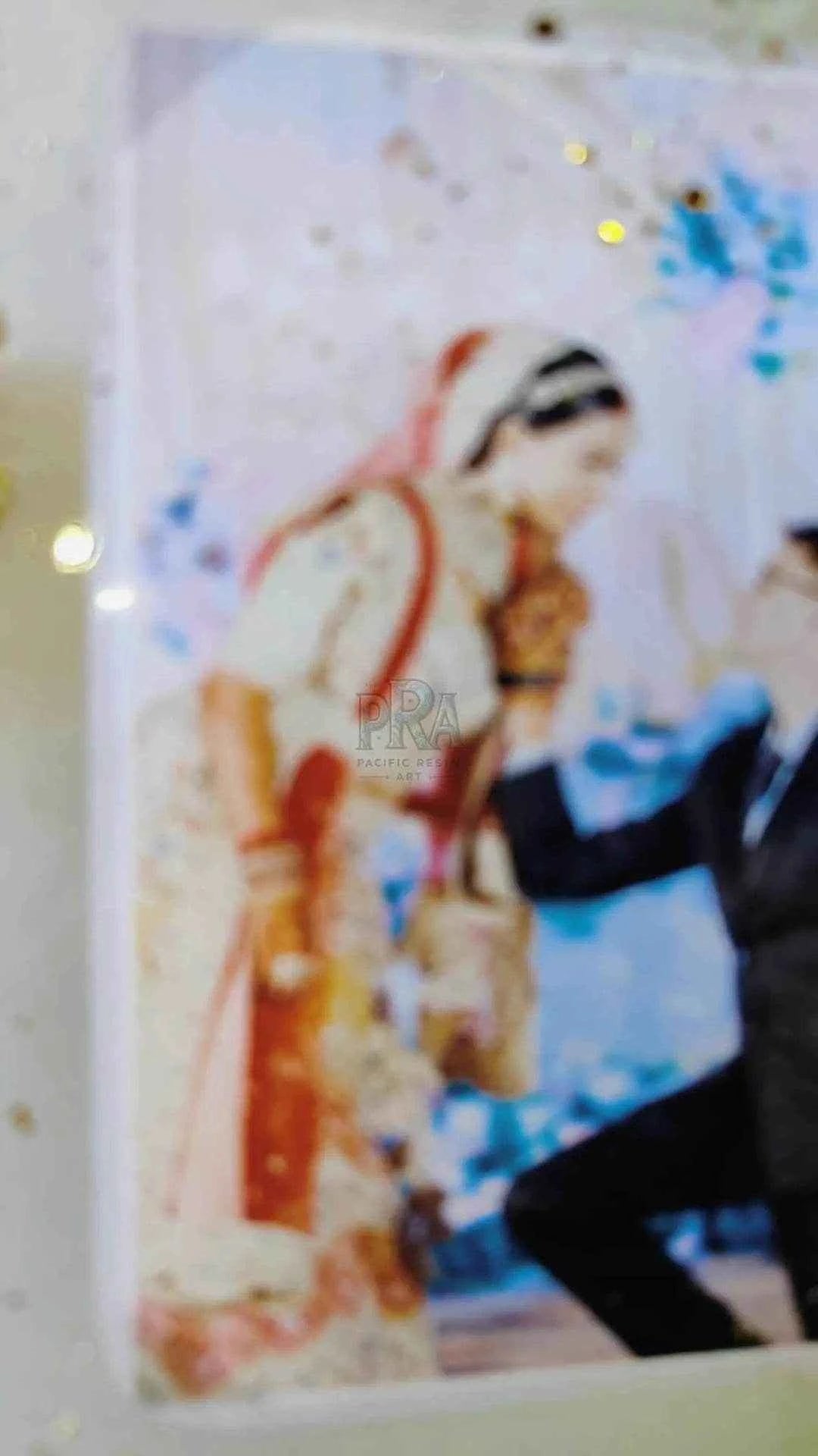 Golden Translucent Epoxy Resin Varmala preservation  | Resin wedding flower preservation - Pacific Resin Art