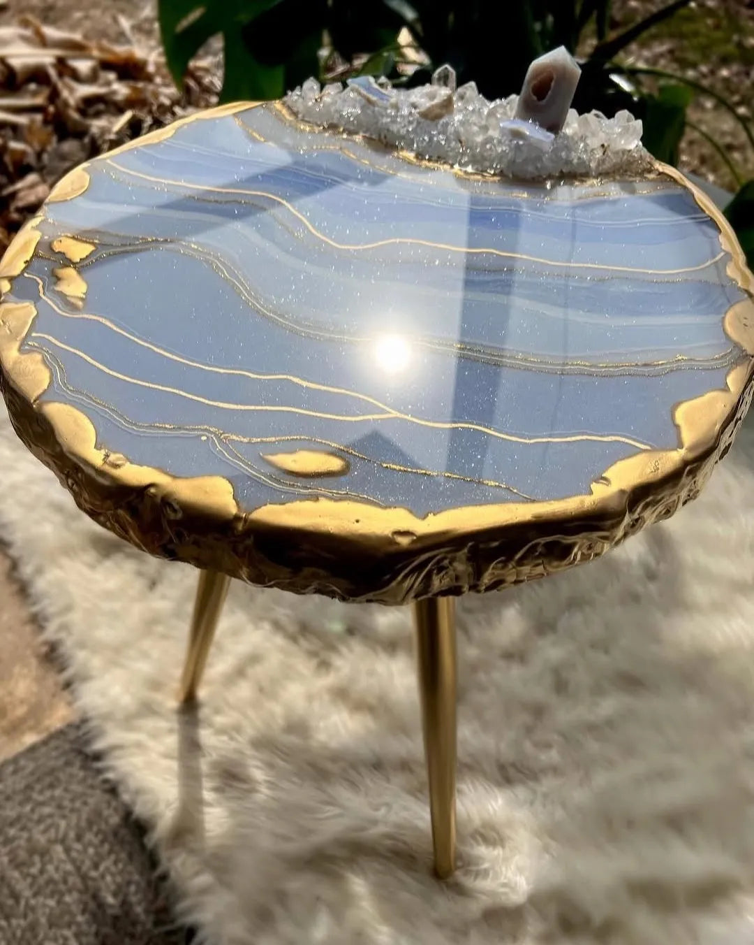 Timeless Crest Handcrafted Resin Coffee Table