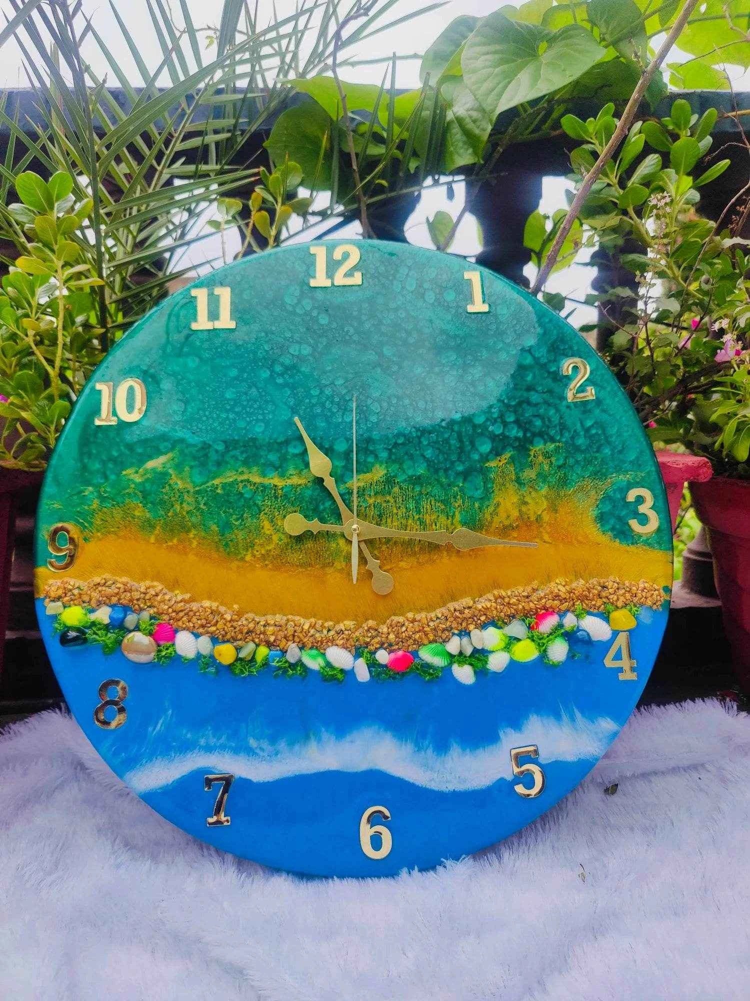 Multicolour 3D Ocean Resin Wall Clock | Epoxy Wall Clock For Decor - Pacific Resin Art