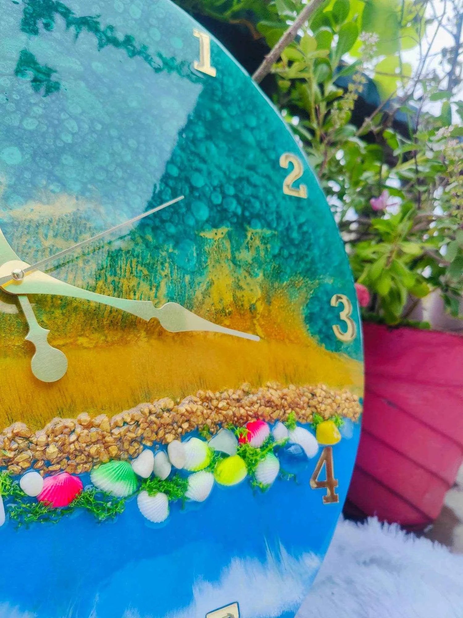 Multicolour 3D Ocean Resin Wall Clock | Epoxy Wall Clock For Decor - Pacific Resin Art