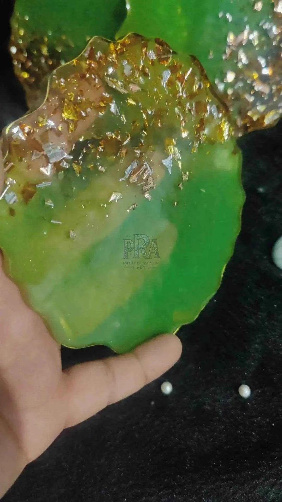 Green Glory Resin art Coasters | Gorgeous epoxy art tray coasters - Pacific Resin Art