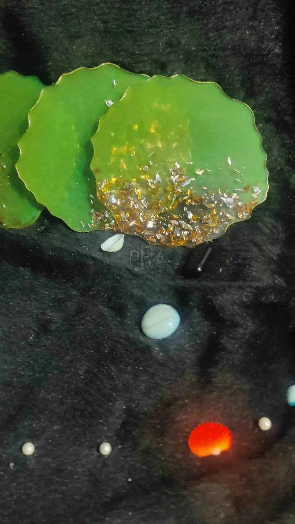 Green Glory Resin art Coasters | Gorgeous epoxy art tray coasters - Pacific Resin Art