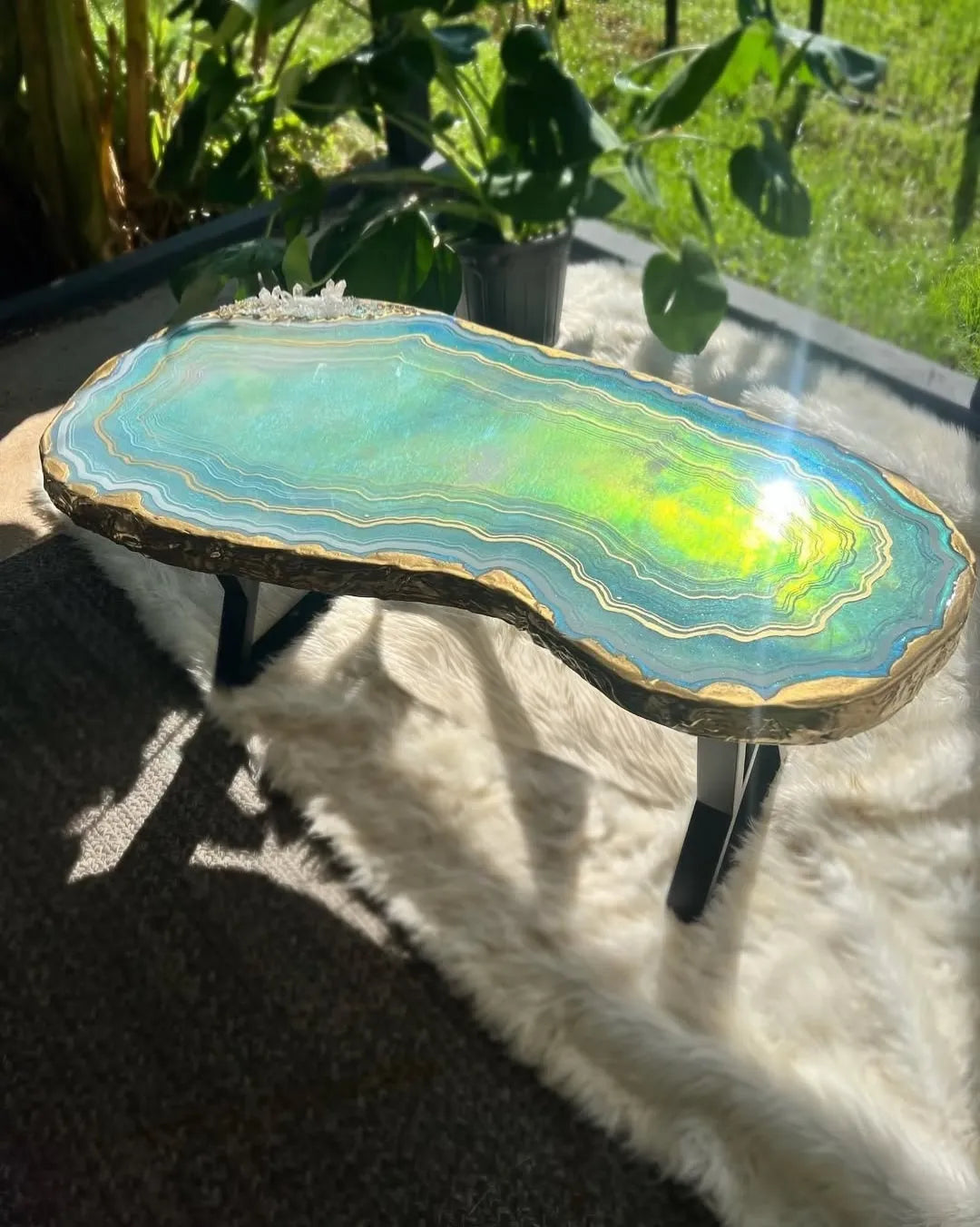 Aurora Mist Epoxy Resin Coffee Table