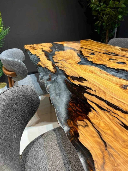 Thunder clouds Wooden Resin Dining Table with legs - Pacific Resin Art