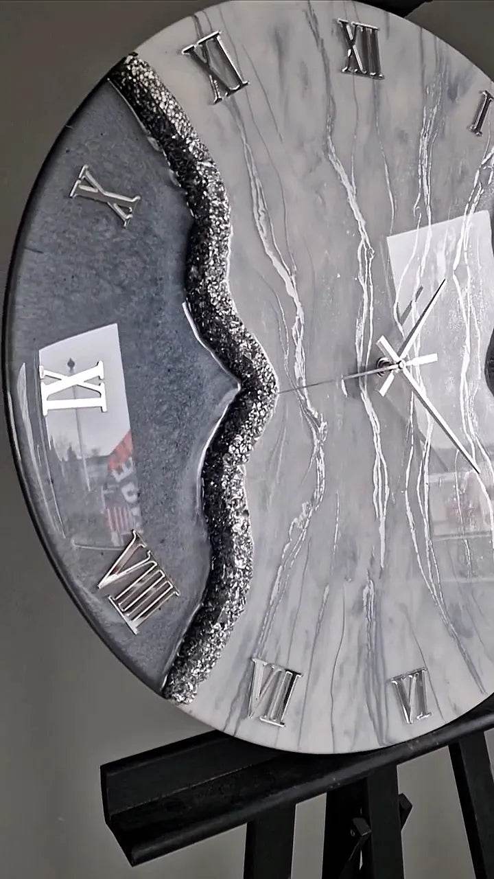 Lagoon Grey Stones Resin Wall Clock - Pacific Resin Art