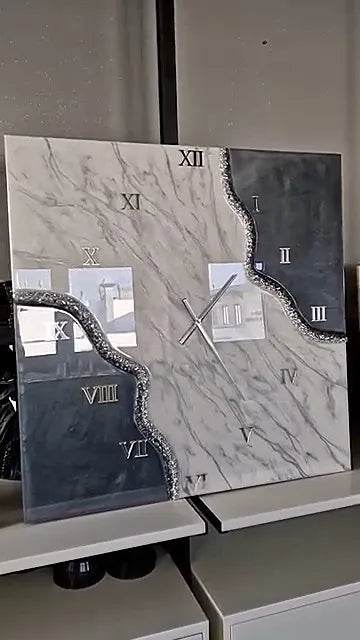 Marble Echo Square Stone Resin Wall Clock - Pacific Resin Art