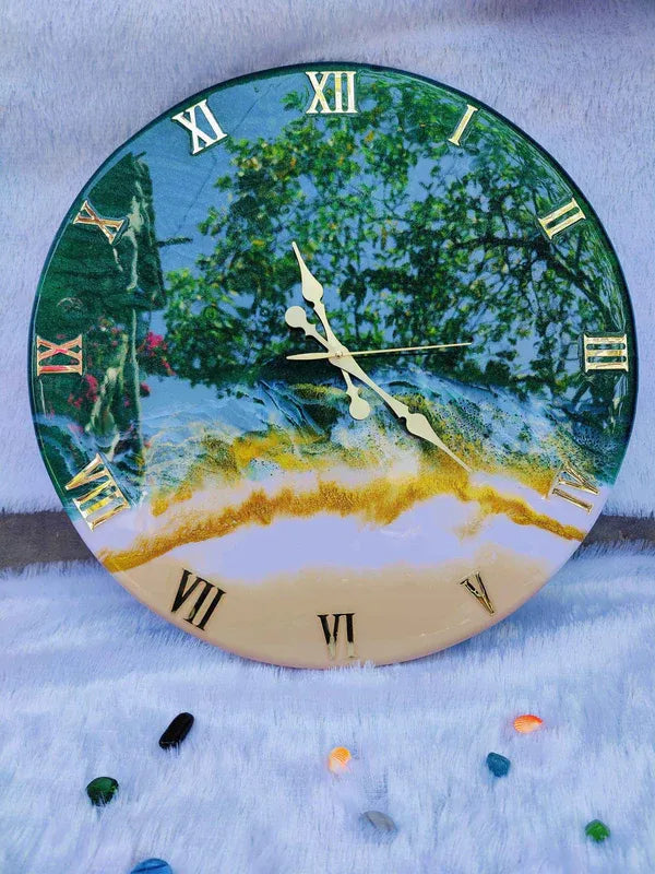 Green Ocean Resin wall clock