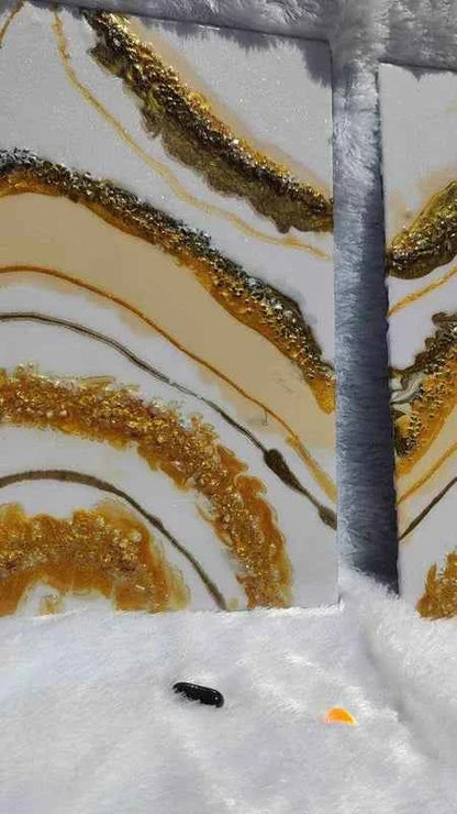 Creamy Golden Epoxy Resin wall Art Hangings and Wall Paintings - Pacific Resin Art