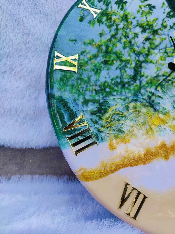 Green Ocean Resin wall clock