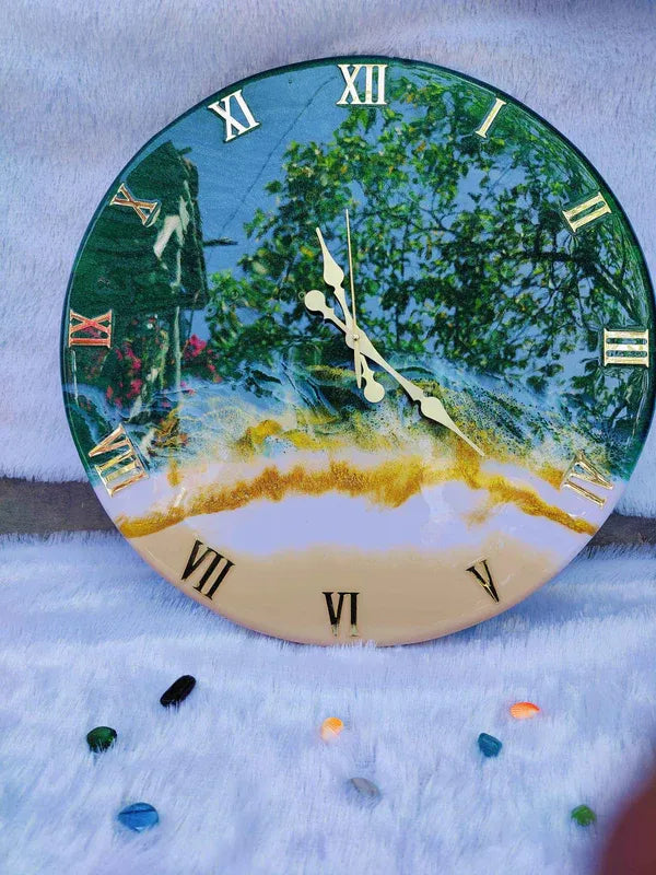 Green Ocean Resin wall clock