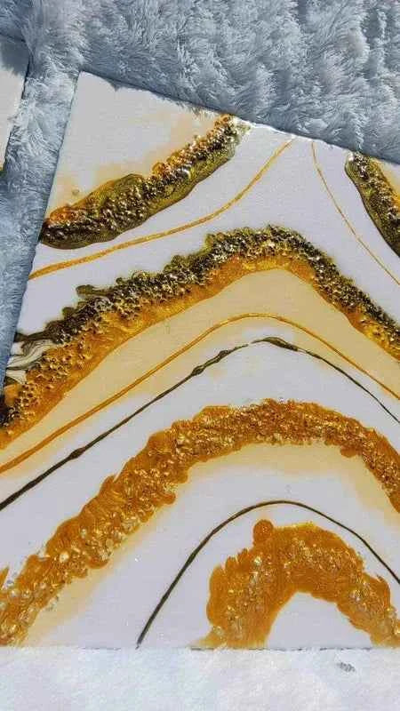 Creamy Golden Epoxy Resin wall Art Hangings and Wall Paintings - Pacific Resin Art