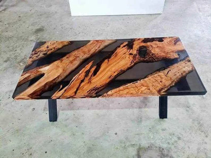 Deepstream Black wooden resin Dining table | Premium wooden dining table - Pacific Resin Art
