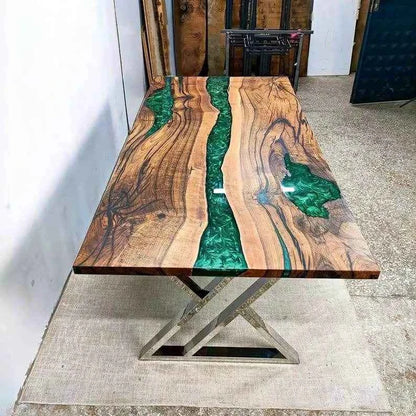 LuxePour Green Resin Dining Table | Luxury Resin Art dining table for home interiors - Pacific Resin Art