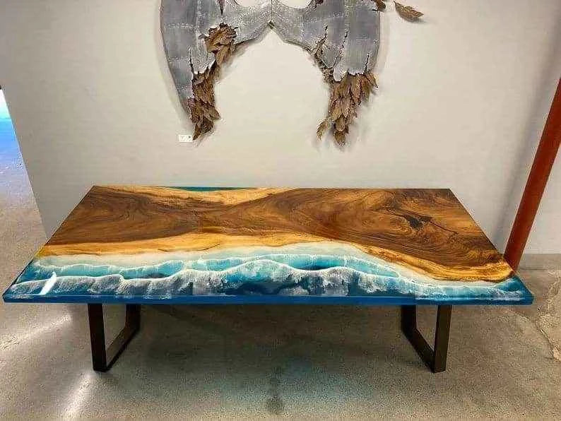Sienna Wave Ocean Resin Dining Table | Elegant Ocean Resin dining table - Pacific Resin Art