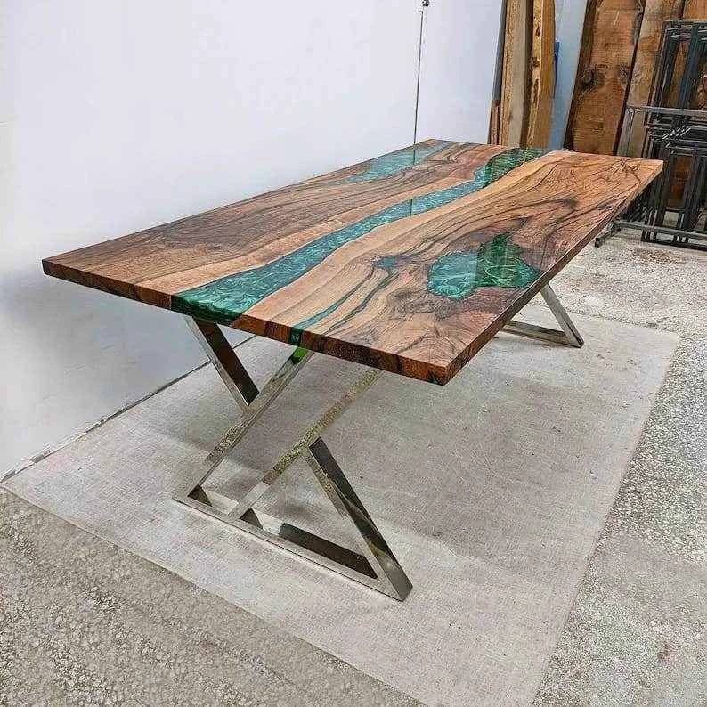 LuxePour Green Resin Dining Table | Luxury Resin Art dining table for home interiors - Pacific Resin Art