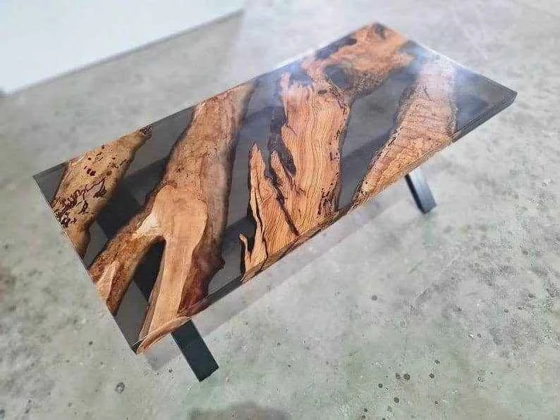 Deepstream Black wooden resin Dining table | Premium wooden dining table - Pacific Resin Art