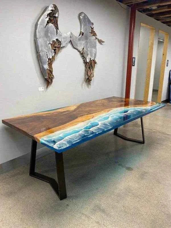 Sienna Wave Ocean Resin Dining Table | Elegant Ocean Resin dining table - Pacific Resin Art