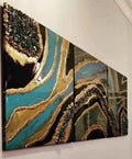 Blue Golden Epoxy Resin wall Art Hangings and Wall Paintings - Pacific Resin Art