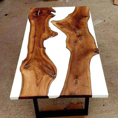 Blushwood White Resin Dining Table | Elegant Resin Dining Table - Pacific Resin Art