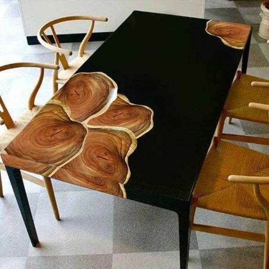 Zedd Black Wooden Resin Dining table | Stunning Epoxy Dining Table with legs - Pacific Resin Art